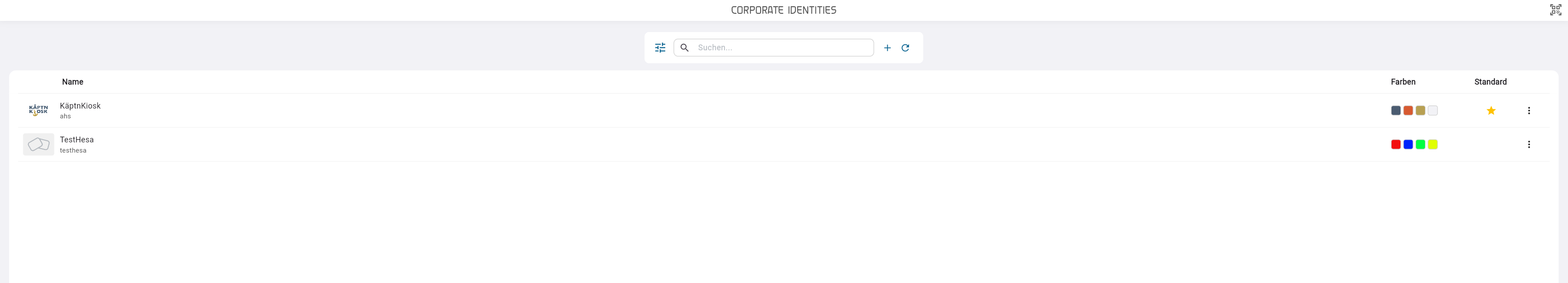Übersicht der Corporate Identities eines Kunden